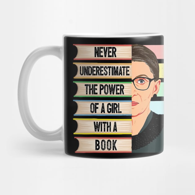 Feminist Ruth Bader Ginsburg RBG Quote Girl With Book Women by Virkalosa